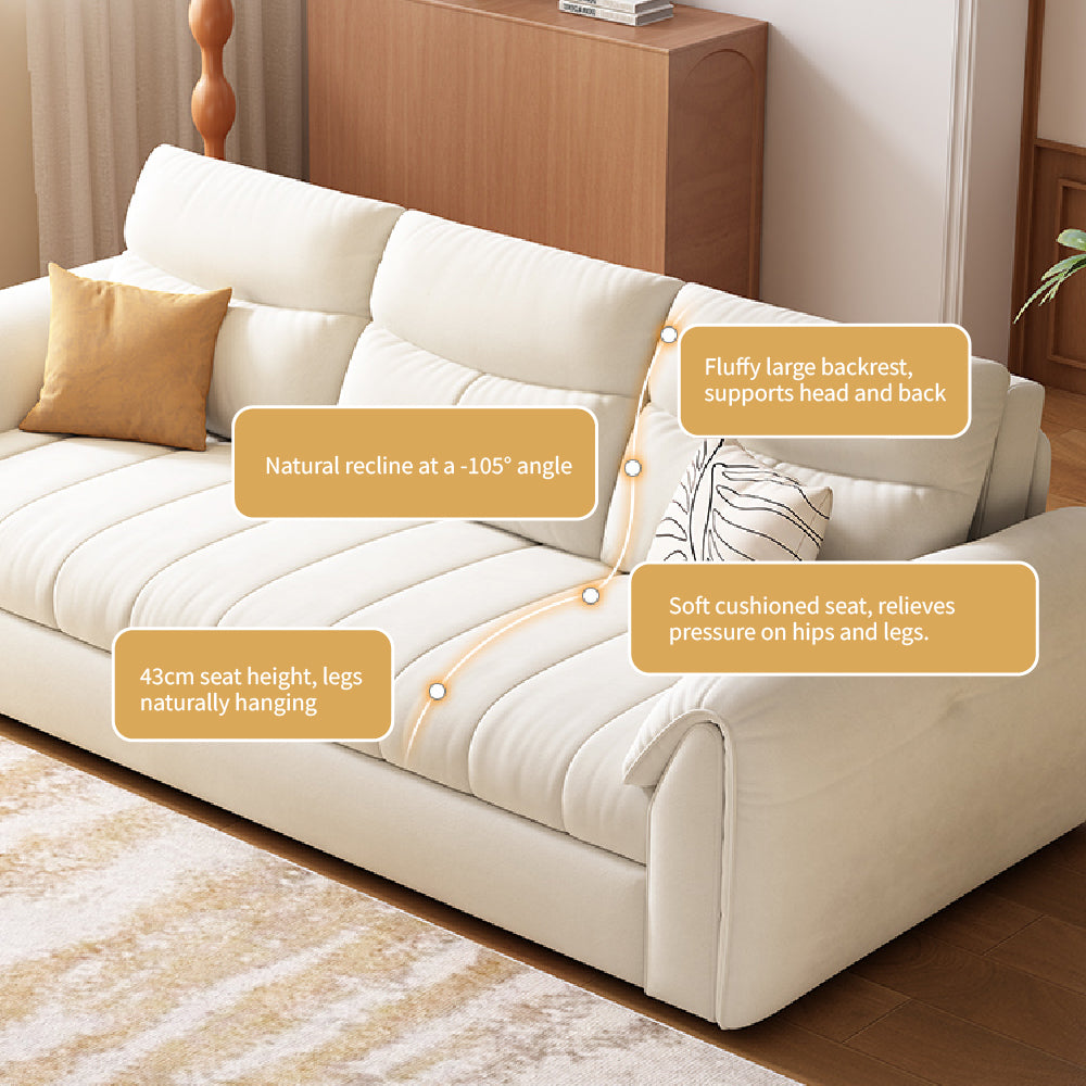 Close-up of soft velvet upholstery texture on modern sleeper sofa bed