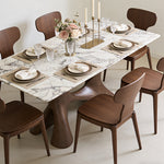 Load image into Gallery viewer, Modern Oval Dining Table with Porcelain Marble Top and Walnut

