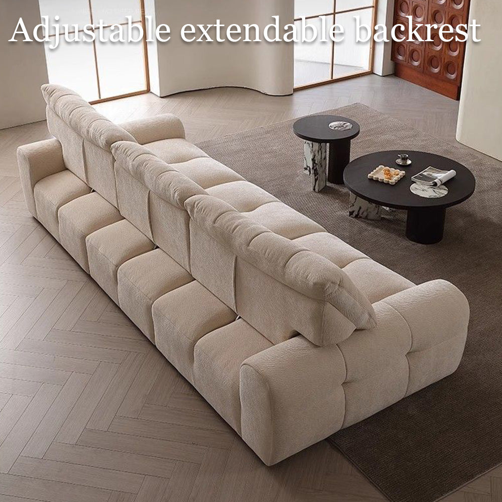 Modern Upholstered Sofa Movable Backrest Fabric Couch Minimalist Living Room Sofa
