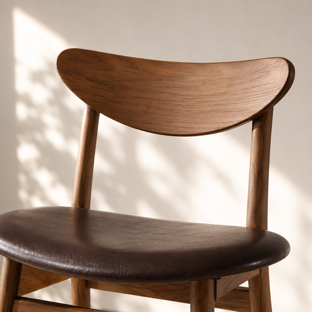 Modern Solid Wood Bar Stool with Upholstered Seat Minimalist Counter Chair 1 Piece