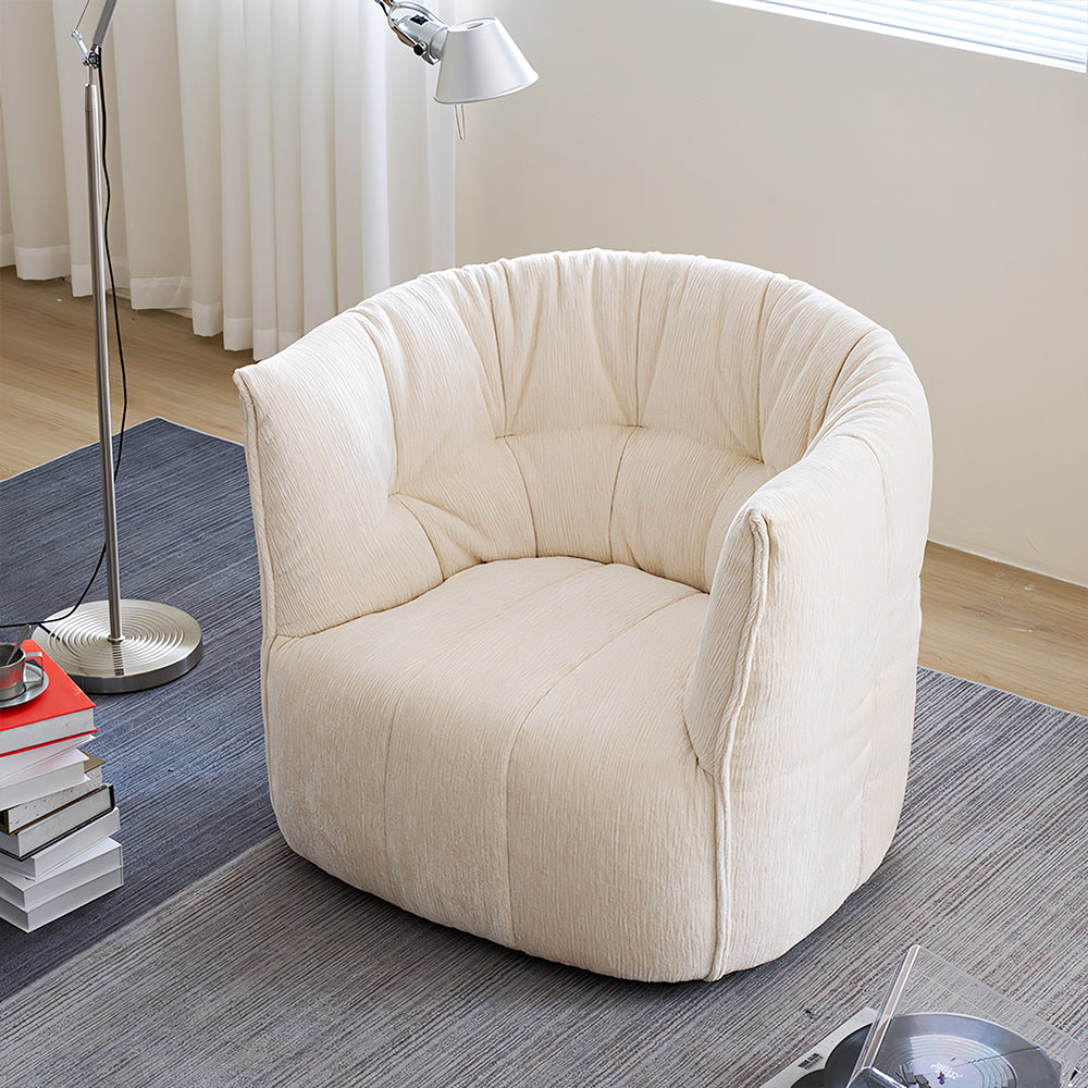 Modern Curved Lounge Chair Soft Upholstered Accent Chair Deep Seat Minimalist Armchair