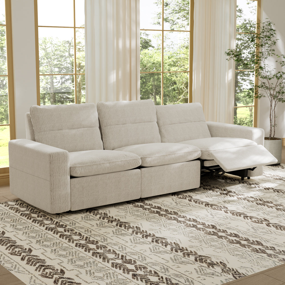 115.35'' CloudLuxe Power Reclining 3-Seat Sofa Linen Fabric Cloud Comfort