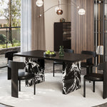 Load image into Gallery viewer, 54.6"/62.4" Modern Italian Dining Table Black Marble-Look Base &amp; Minimalist Luxury Design
