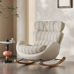 Load image into Gallery viewer, Modern High-Back Rocking Lounge Chair with Striped Upholstery
