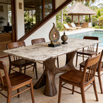 Load image into Gallery viewer, Modern Oval Dining Table with Porcelain Marble Top and Walnut
