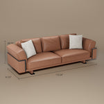 Load image into Gallery viewer, 110" Modern 4-Seater Leather Sofa Luxury Comfort with High-Density Foam Solid Wood Frame &amp; Brushed Stainless-Steel Accents

