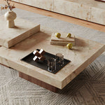 Load image into Gallery viewer, Modern Faux Marble Coffee Table Geometric Layered Center Table Contemporary Living Room Tea Table
