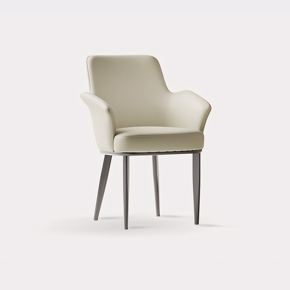 Modern Faux Leather Dining Chair with Curved Armrests and Metal Legs 1 Piece