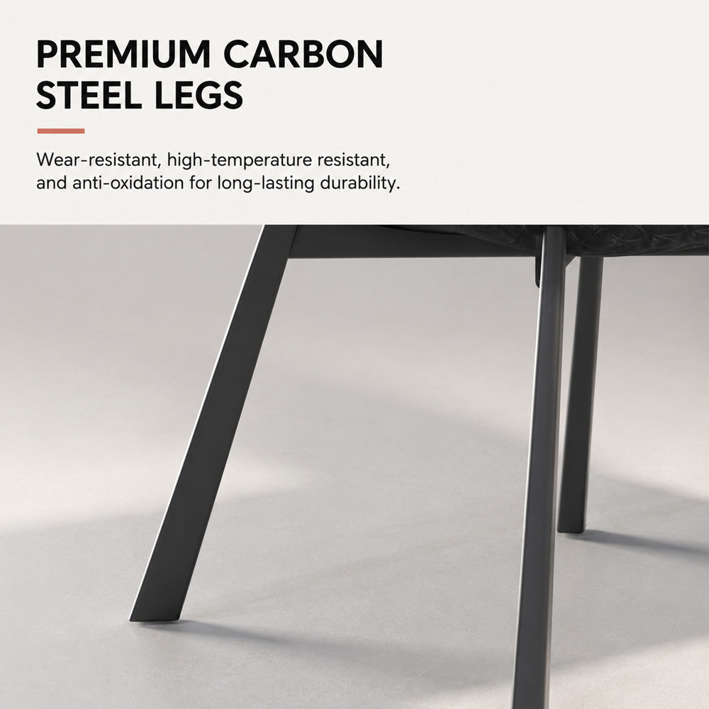 Modern Curved Dining Chair Set of 2 with Upholstered Seat & Carbon Steel Frame