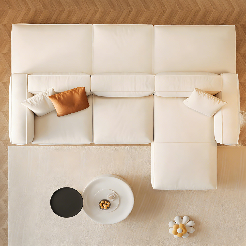 Modern Double-Sided Sectional Sofa in Skin-Friendly Cat-Scratch Fabric with Latex Support