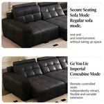 Load image into Gallery viewer, 130.7'' Modern Power Reclining Sectional Sofa Black Genuine Leather Deep Seat Electric Lounge Sofa with Chaise
