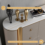 Load image into Gallery viewer, 58.5'' Modern Luxe Sideboard with 3 Drawers Khaki &amp; Gold Elegance
