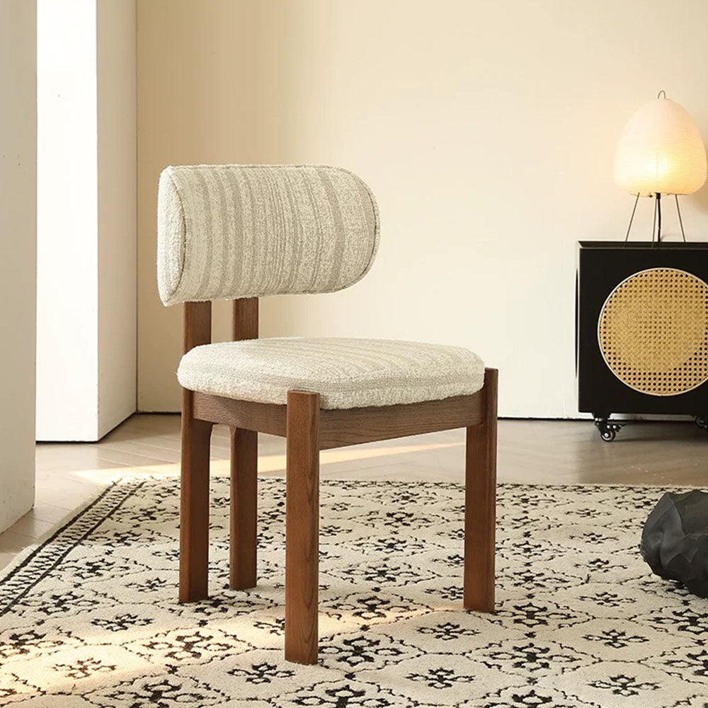 Set of 2 Modern Scandinavian Fabric Dining Chairs with Solid Wood Frame