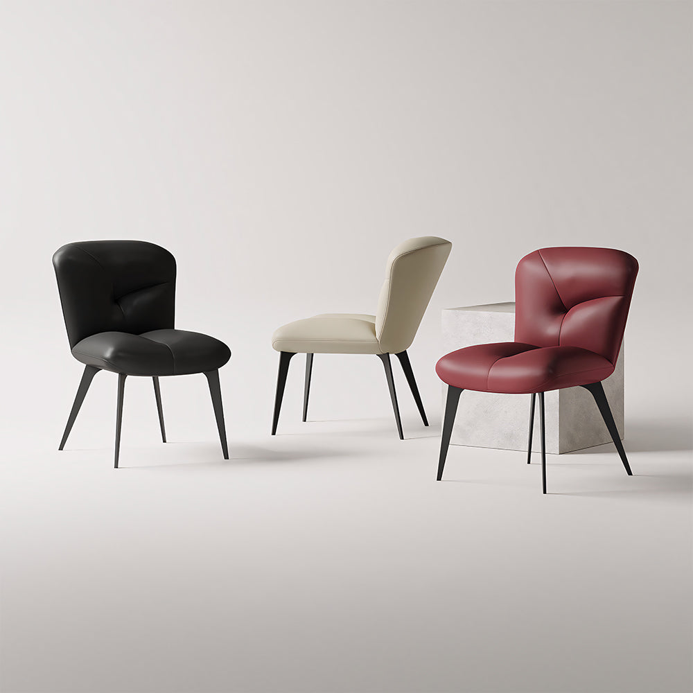 Modern Curved Leather Dining Chair 1-Piece Upholstered Accent Chair
