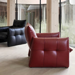 Load image into Gallery viewer, Modern Tufted Faux Leather Lounge Chair Deep Seat Accent Armchair with Sculptural Design
