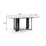 Load image into Gallery viewer, Modern White Sintered Stone Dining Table with Black Geometric Carbon Steel Base
