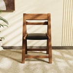 Load image into Gallery viewer, 4PCS Folding Chair Solid Wood with Black Leather Seat Space-Saving Durable Elegant Design
