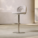 Load image into Gallery viewer, 1 Piece Modern Boucle Adjustable Bar Stool with Sculptural Backrest and Stainless Steel Base
