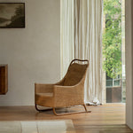 Load image into Gallery viewer, Boho Rattan Lounge Chair with Tufted Cushion and Relaxed Seating
