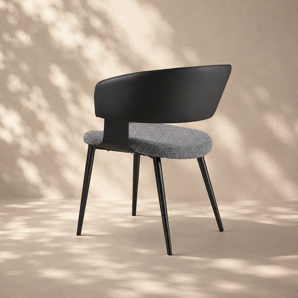 Layered Microfiber Texture Ergonomic Grey Residential Dining Room Chair 1 Piece