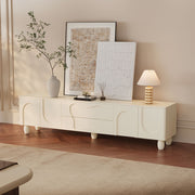 78.7'' Modern Sculpted White TV Stand with Artistic Panel Design