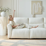 Load image into Gallery viewer, 106.2'' Modern Electric Reclining Sofa Cream Fabric Power Sofa with Adjustable Footrest and Wide Armrests
