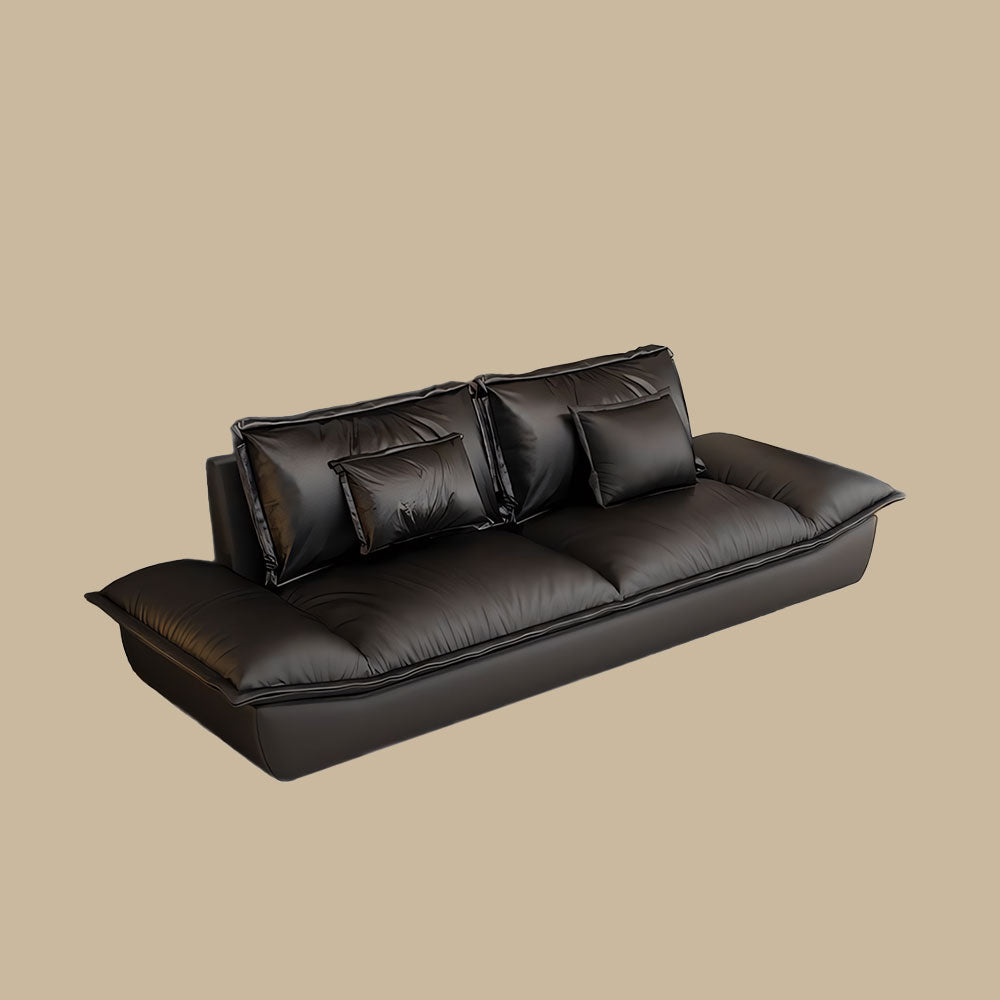 Modern Low-Profile Cat-Scratch Leather Sofa