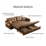 Load image into Gallery viewer, Modern Brown Faux Leather Sofa Bed with Storage Convertible Sleeper Couch
