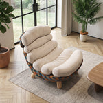 Load image into Gallery viewer, Modern Sculptural Lounge Chair with Plush Cushion and Solid Wood Legs
