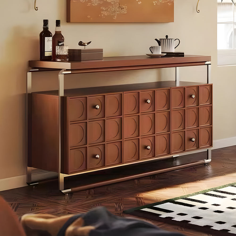 59'' Retro-Inspired Luxury Sideboard with Geometric Front Panels