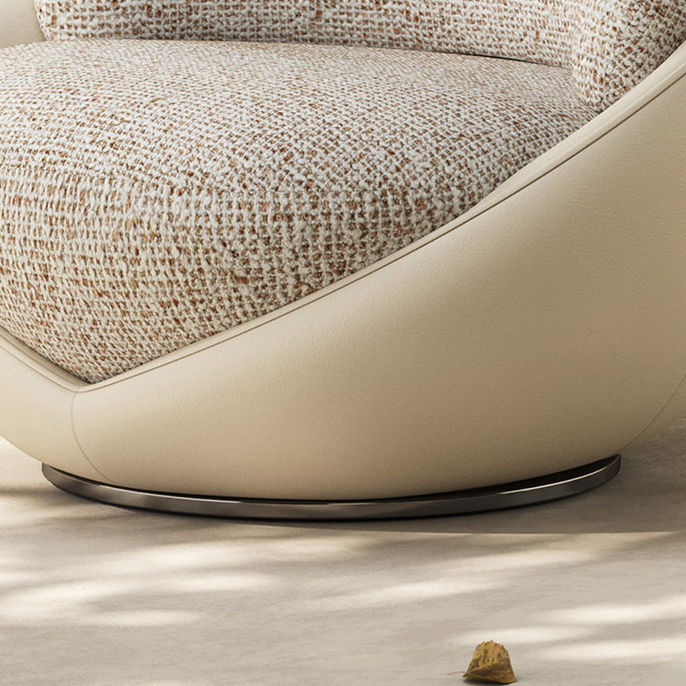 Modern Swivel Accent Chair Minimalist Bouclé Lounge Chair with Curved Upholstery