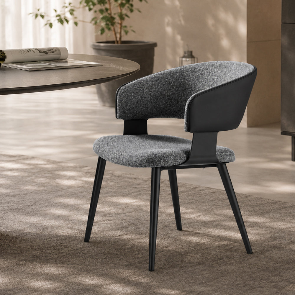 Layered Microfiber Texture Ergonomic Grey Residential Dining Room Chair 1 Piece