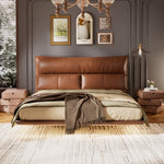 Load image into Gallery viewer, Luxury Floating Upholstered Platform Bed with LED Ambient Lighting &amp; Cushioned Headboard
