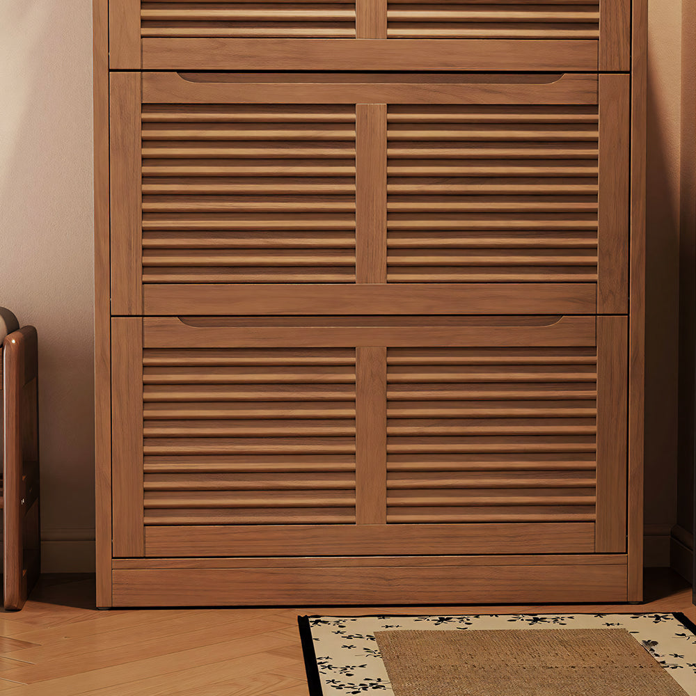 31.4'' Modern Wooden Flip-Door Shoe Cabinet Slim Space-Saving Entryway Storage Organizer