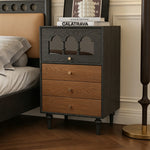 Load image into Gallery viewer, Modern Walnut Nightstand with Mirrored Drawer Mid Century Bedside Table
