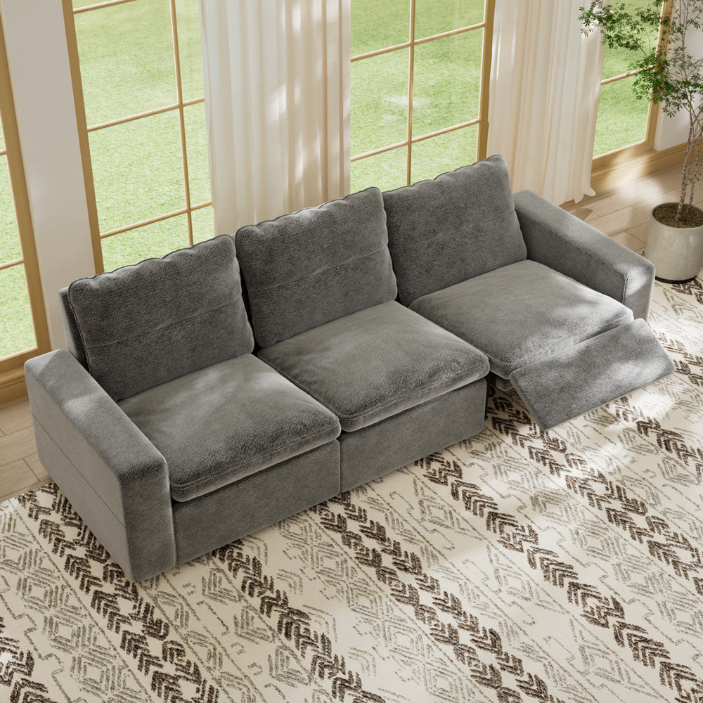 115.35'' CloudLuxe Power Reclining 3-Seat Sofa Linen Fabric Cloud Comfort
