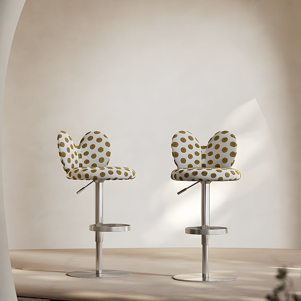 Modern Upholstered Adjustable Bar Stool with Petal Back 1 Piece