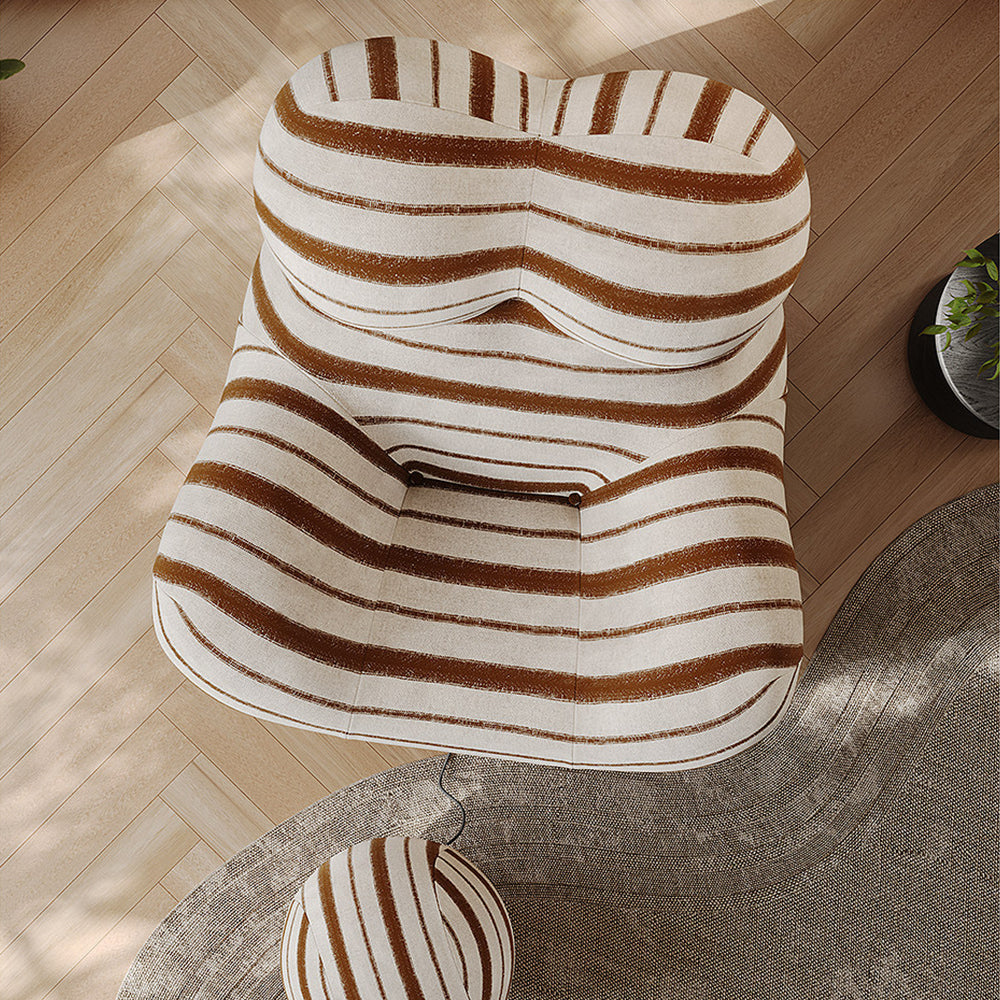Modern Sculptural Striped Accent Chair Artistic Lounge Chair