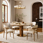 Load image into Gallery viewer, 31.49" Modern Round Dining &amp; Meeting Table with Sculptural Wood Pedestal Base
