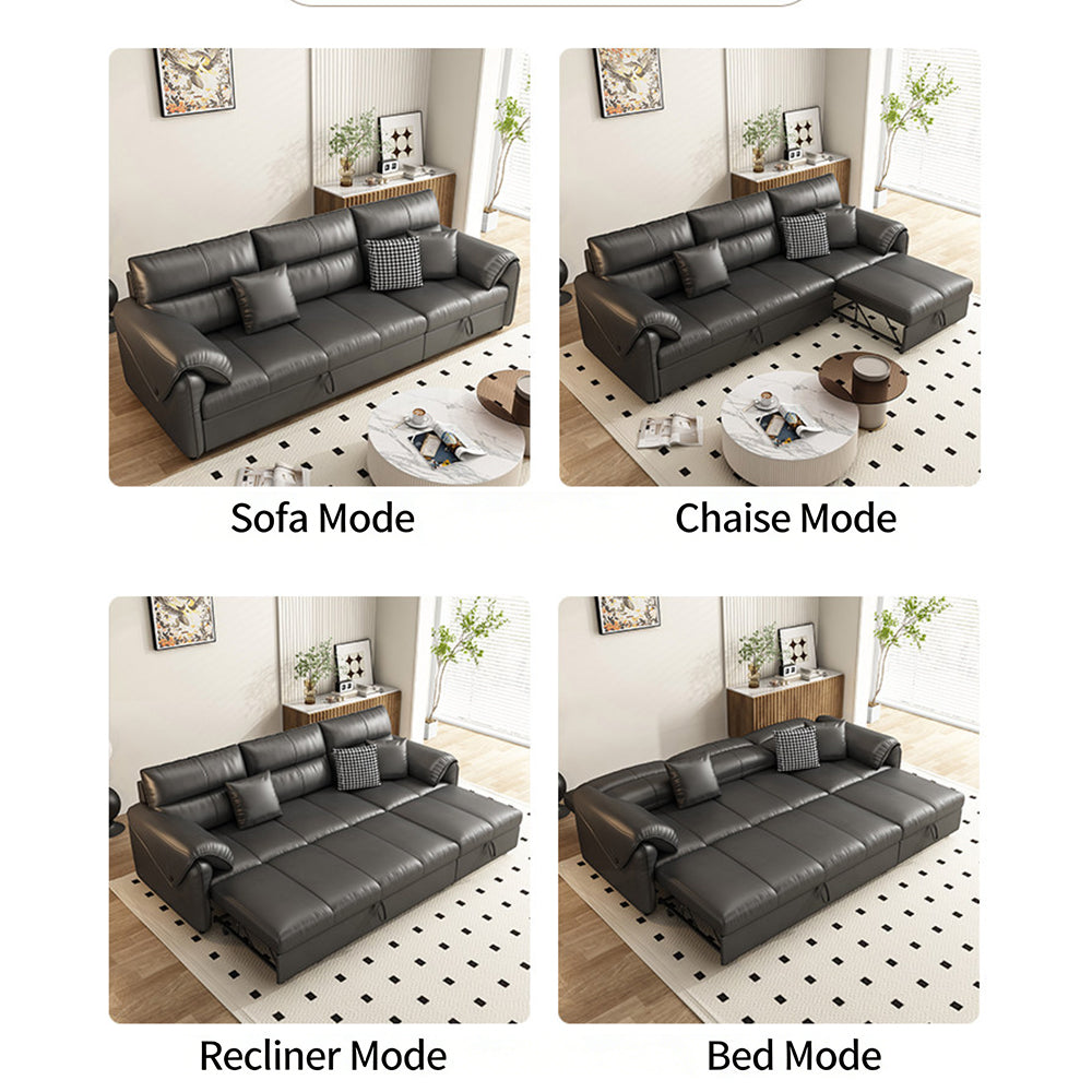 Modern Faux Leather Sofa Bed Convertible Sleeper with Pull Out Design Pet Friendly