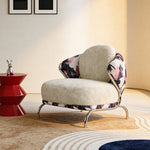 Load image into Gallery viewer, Modern Artistic Lounge Chair with Curved Back and Pattern Upholstered Accent Design
