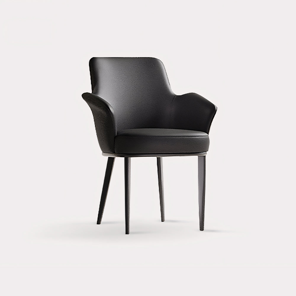 Modern Faux Leather Dining Chair with Curved Armrests and Metal Legs 1 Piece