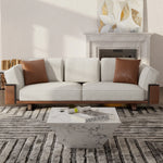 Load image into Gallery viewer, 110" Modern 4-Seater Leather Sofa Luxury Comfort with High-Density Foam Solid Wood Frame &amp; Brushed Stainless-Steel Accents

