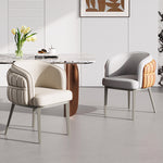 Load image into Gallery viewer, Set of 2 Modern Upholstered Dining Chair with Curved Backrest Cream Accent Chair Minimalist Dining Chair
