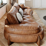 Load image into Gallery viewer, Modern Curved Leather Sofa Camel Upholstery Low Profile Contemporary Lounge Design
