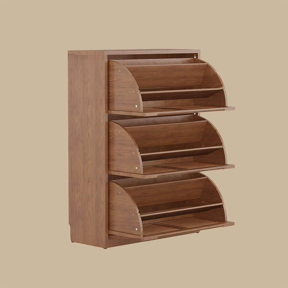 31.4'' Modern Wooden Flip-Door Shoe Cabinet Slim Space-Saving Entryway Storage Organizer
