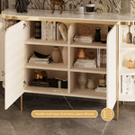 Load image into Gallery viewer, 58.5'' White &amp; Gold Contemporary Sideboard with Adjustable Shelves
