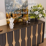 Load image into Gallery viewer, 62.9'' Modern Black &amp; Natural Wood Sideboard Cabinet with Decorative Slatted Doors
