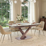 Load image into Gallery viewer, 59" to 70.8" Elegant Extendable Dining Table with Sculptural Cross-Base
