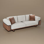Load image into Gallery viewer, 110" Modern 4-Seater Leather Sofa Luxury Comfort with High-Density Foam Solid Wood Frame &amp; Brushed Stainless-Steel Accents
